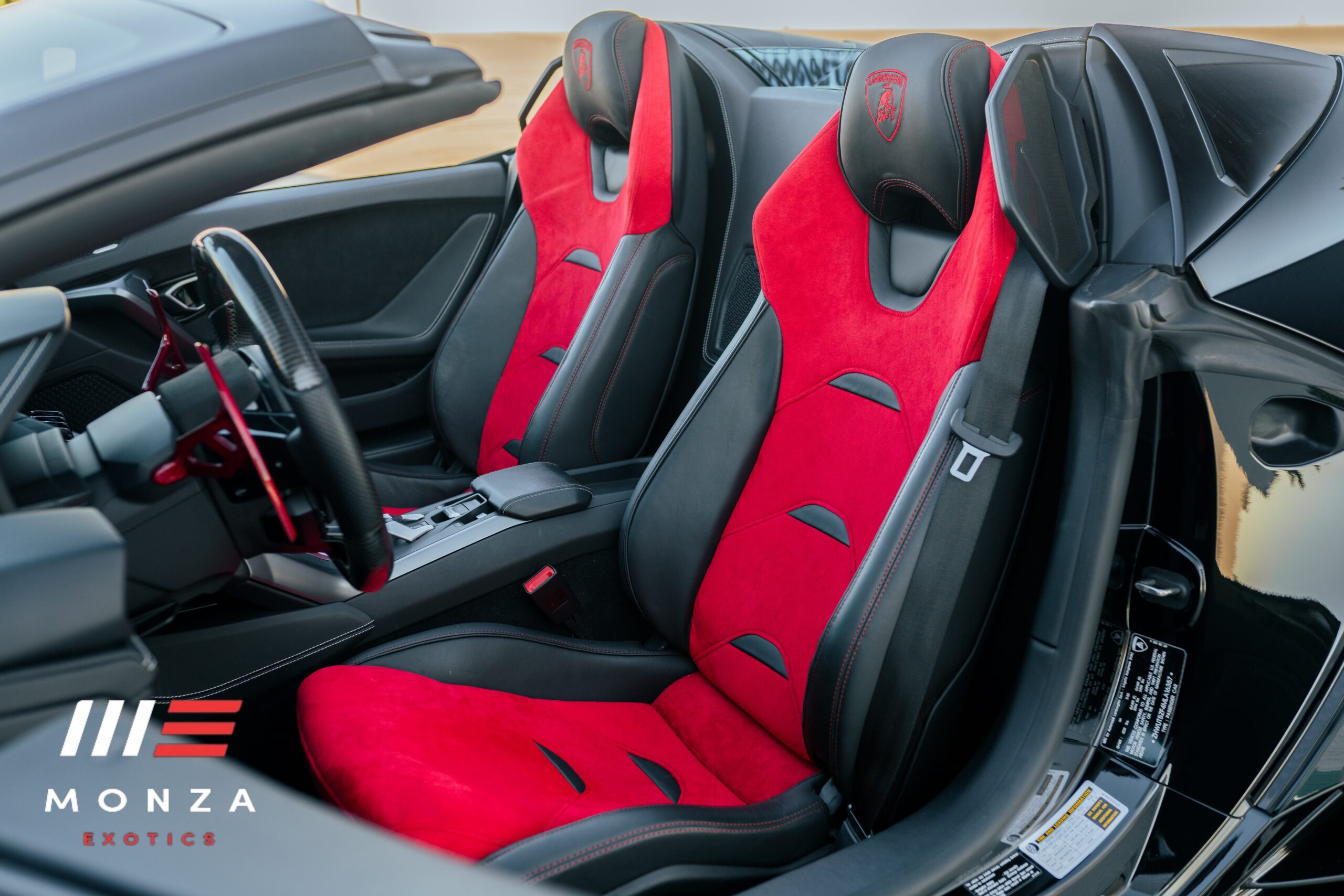 Lamborghini Huracán Evo Spyder Black close-up supercar rental Newport Beach