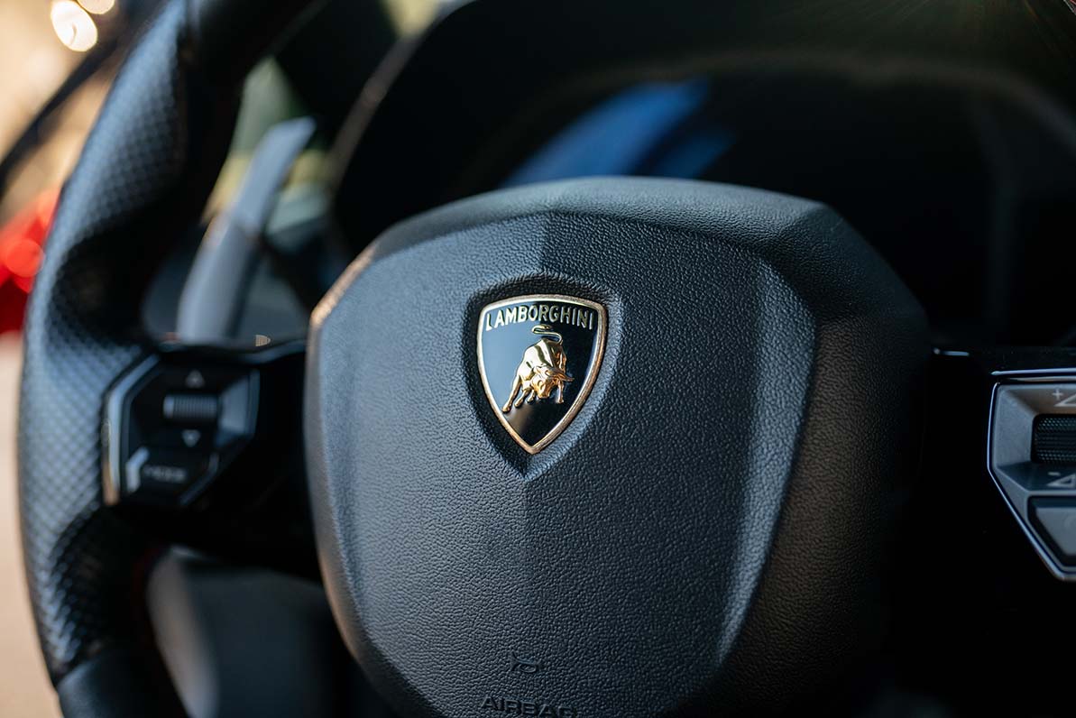 Lamborghini Aventador SV rear view Red supercar San Diego