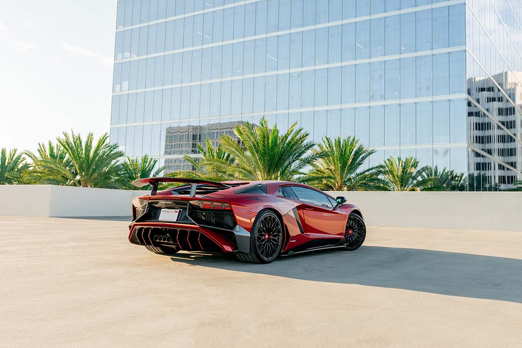 2019 Lamborghini Aventador SV Red supercar Beverly Hills exotic rental