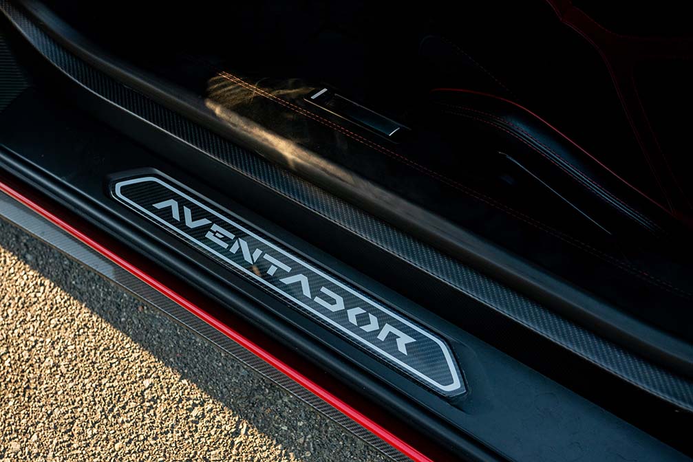 2019 Lamborghini Aventador SV front three-quarter Red SoCal exotic rental