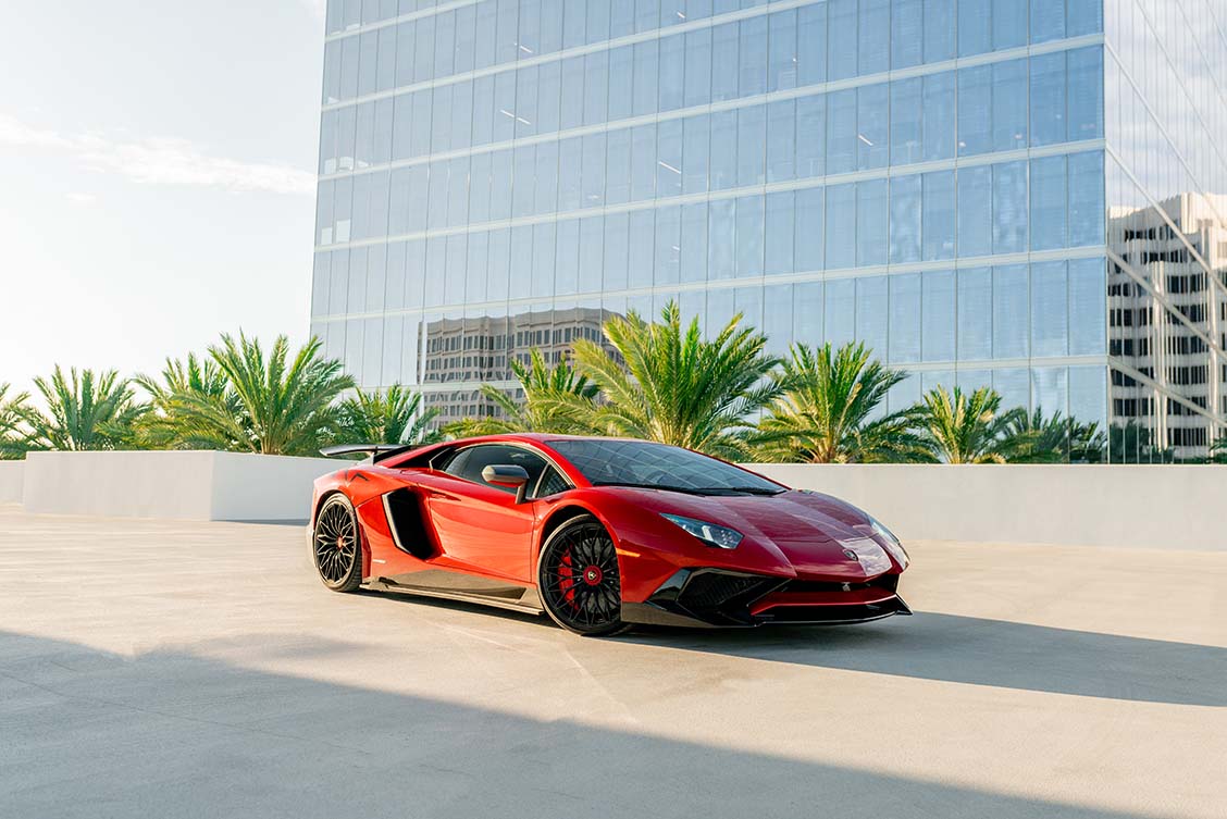 2019 Lamborghini Aventador SV badge detail supercar OC exotic rental