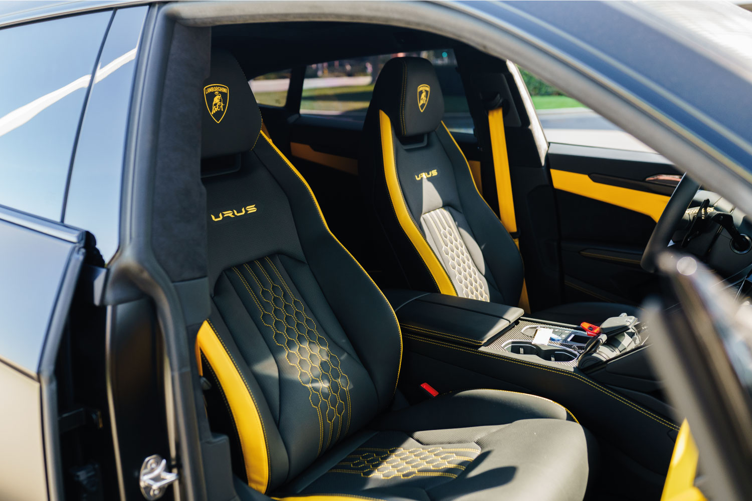 2024 Lamborghini Urus S headlight detail Black Beverly Hills