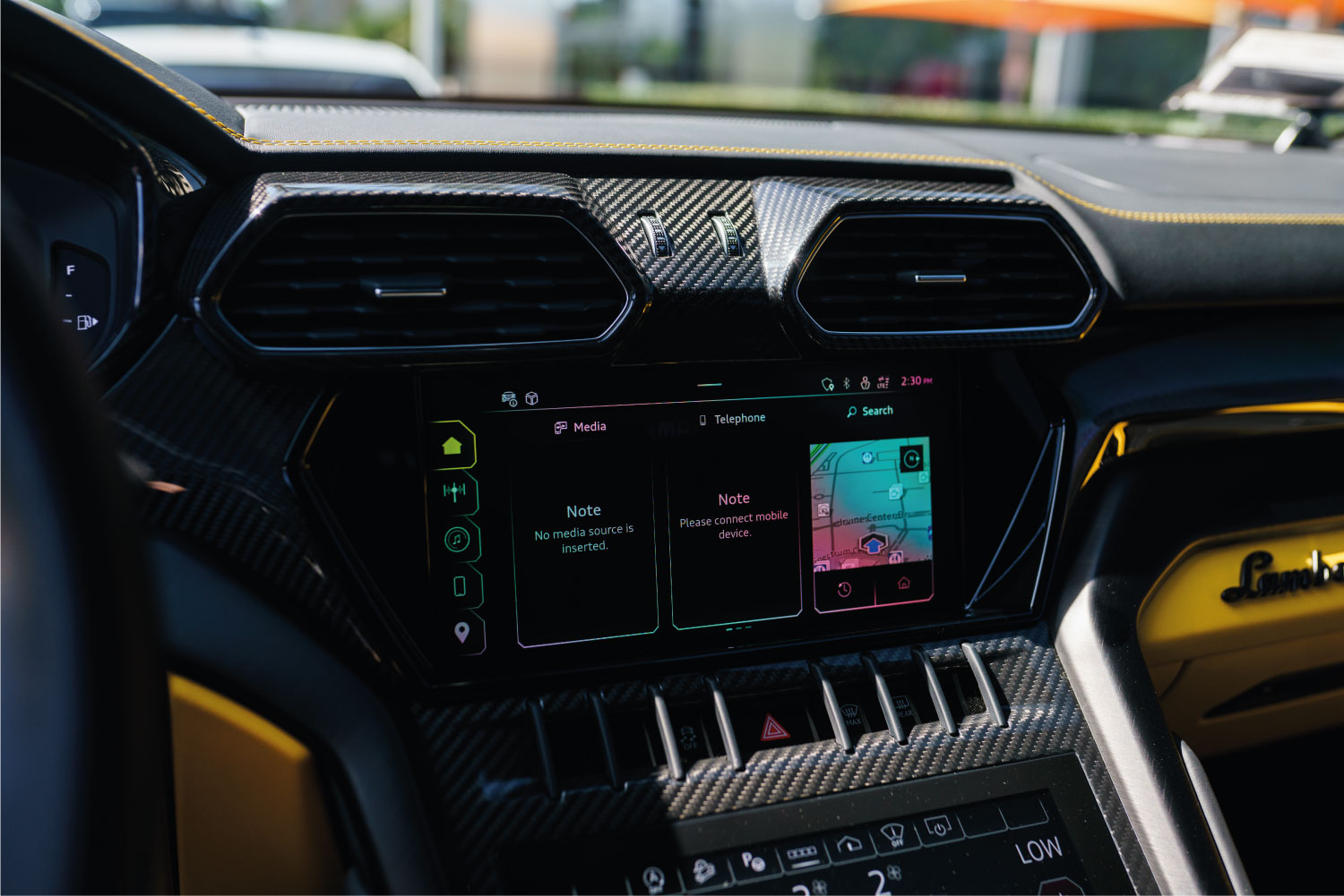 Lamborghini Urus S Black close-up luxury SUV rental Newport Beach exotic rental