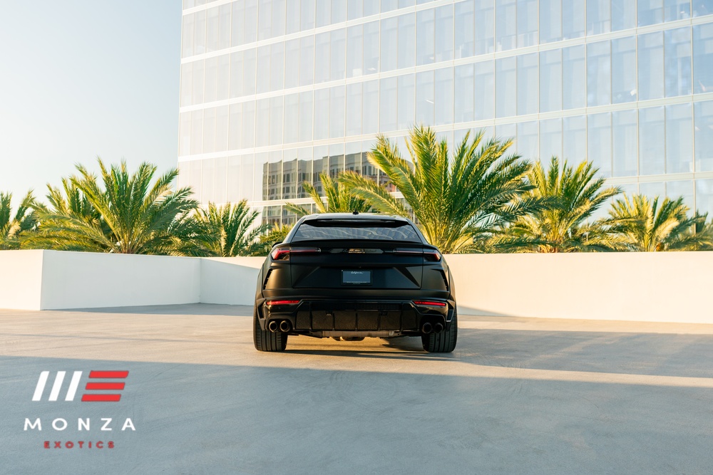 Lamborghini Urus Widebody rear view Black luxury SUV San Diego exotic rental