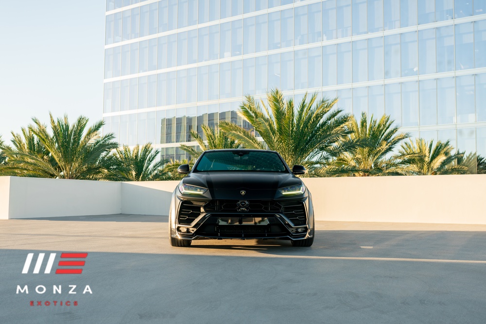 Lamborghini Urus Widebody Black close-up luxury SUV rental Newport Beach exotic rental