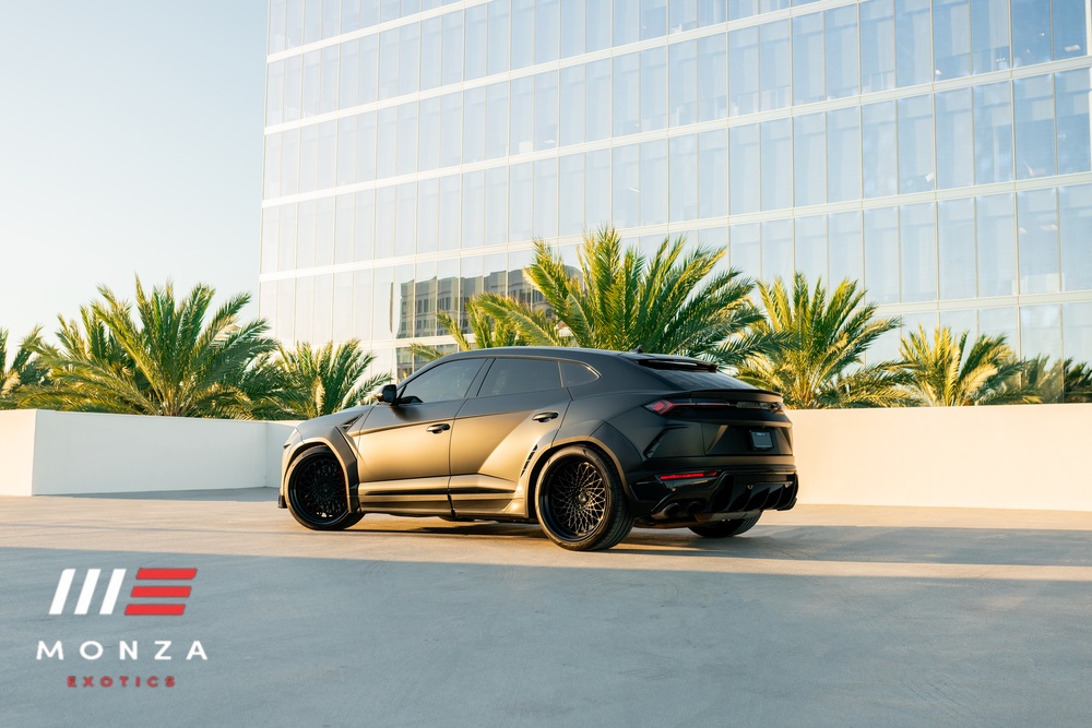 2023 Lamborghini Urus Widebody headlight detail Black Beverly Hills exotic rental