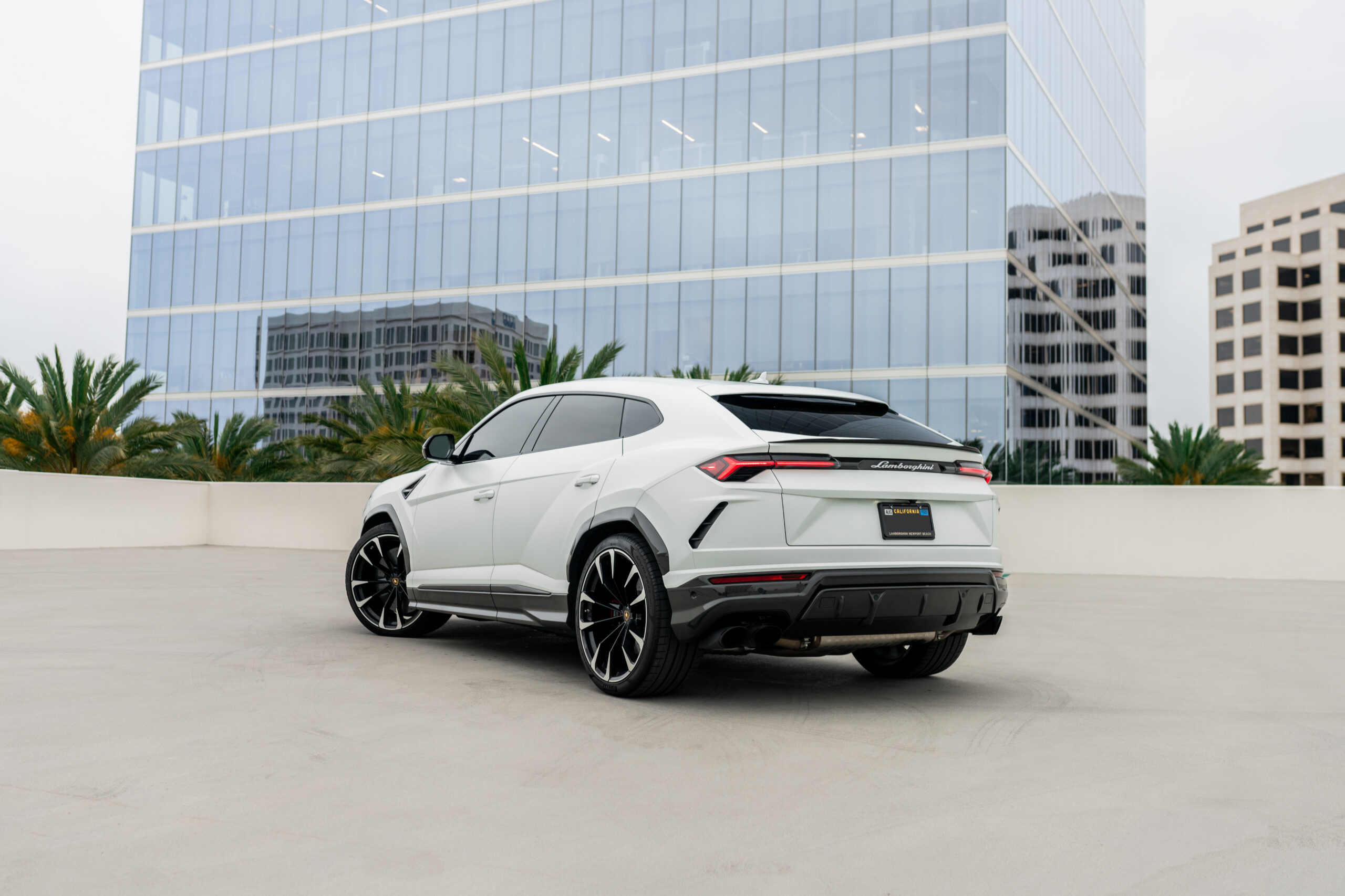 Lamborghini Urus Matte White close-up luxury SUV rental Newport Beach exotic rental