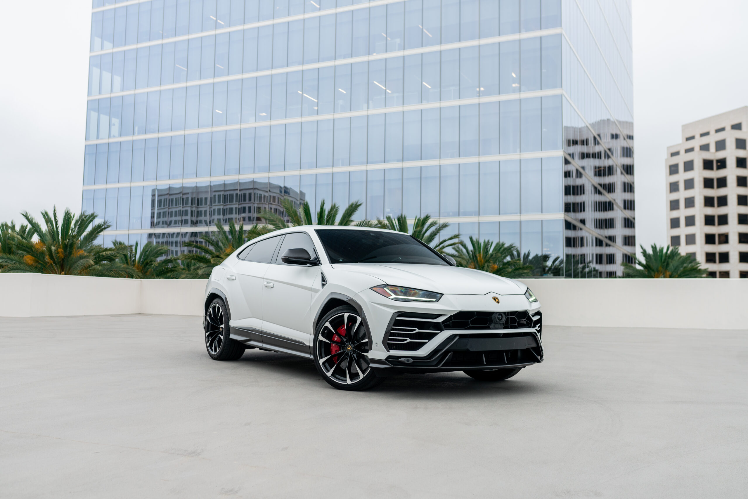 2023 Lamborghini Urus headlight detail Matte White Beverly Hills exotic rental