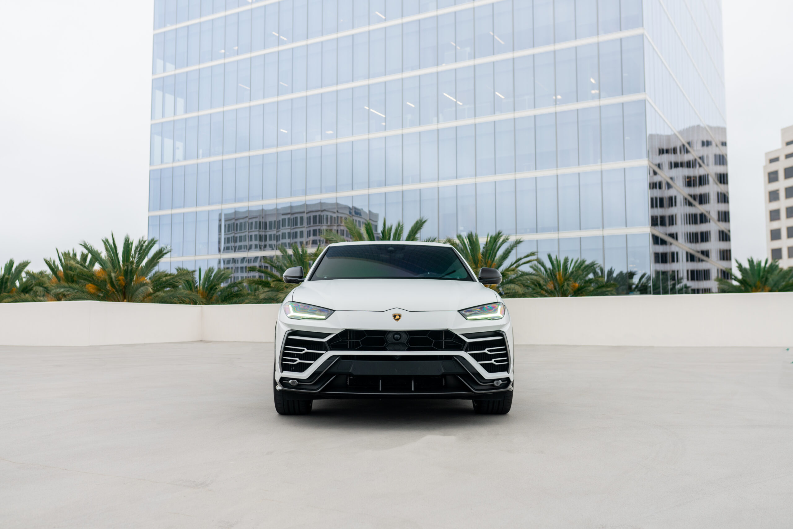 2023 Lamborghini Urus Matte White rear view exotic car rental
