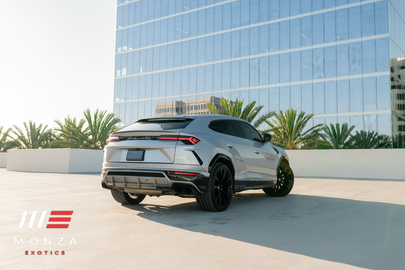 2023 Lamborghini Urus headlight detail Silver Beverly Hills exotic rental