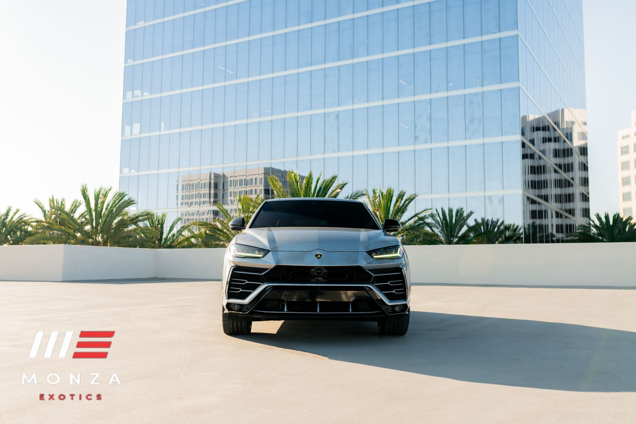 Lamborghini Urus Silver rear angle luxury SUV Orange County