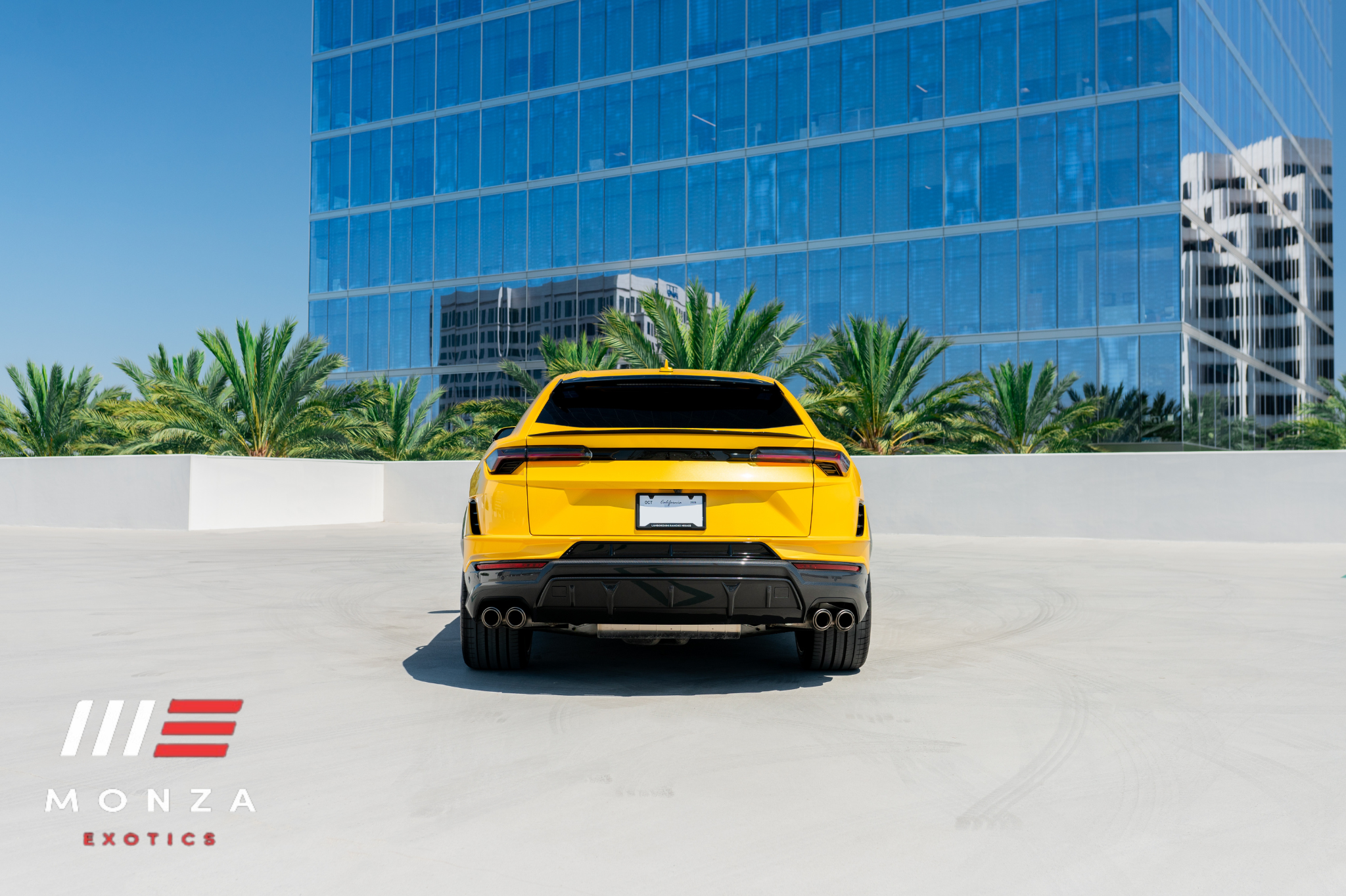 Lamborghini Urus Performante rear view Yellow luxury SUV San Diego exotic rental