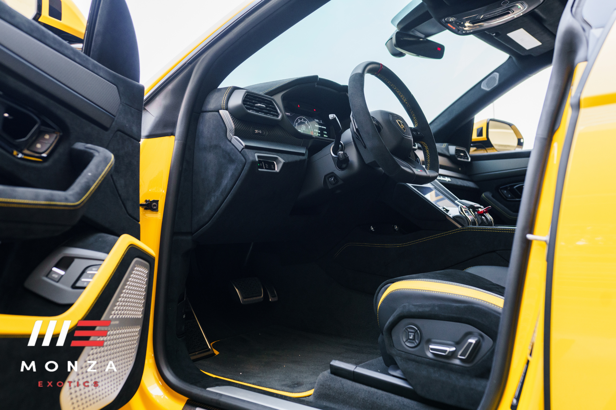 Lamborghini Urus Performante Yellow close-up luxury SUV rental Newport Beach