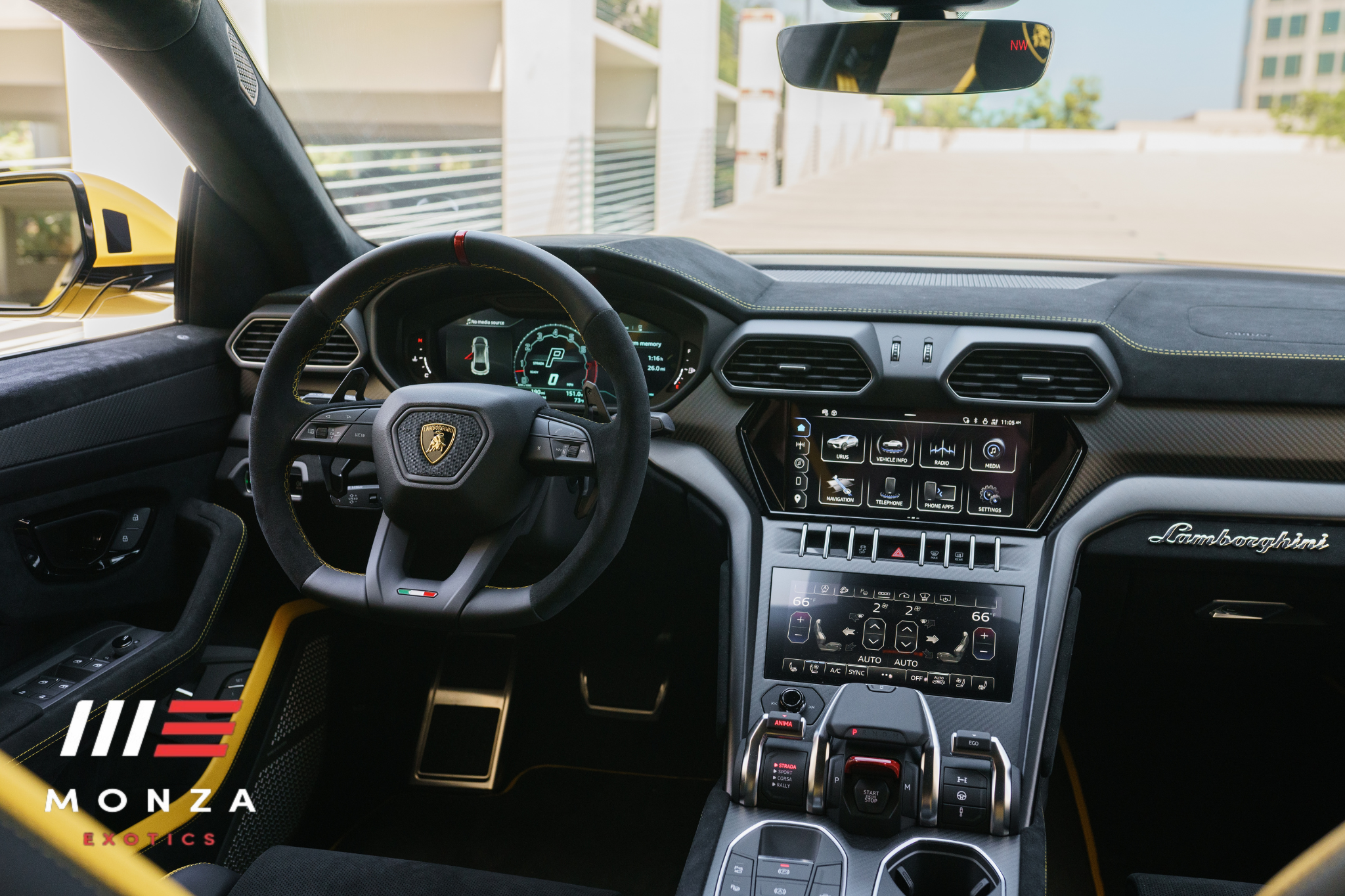 Lamborghini Urus Performante Black/Yellow interior cabin SoCal