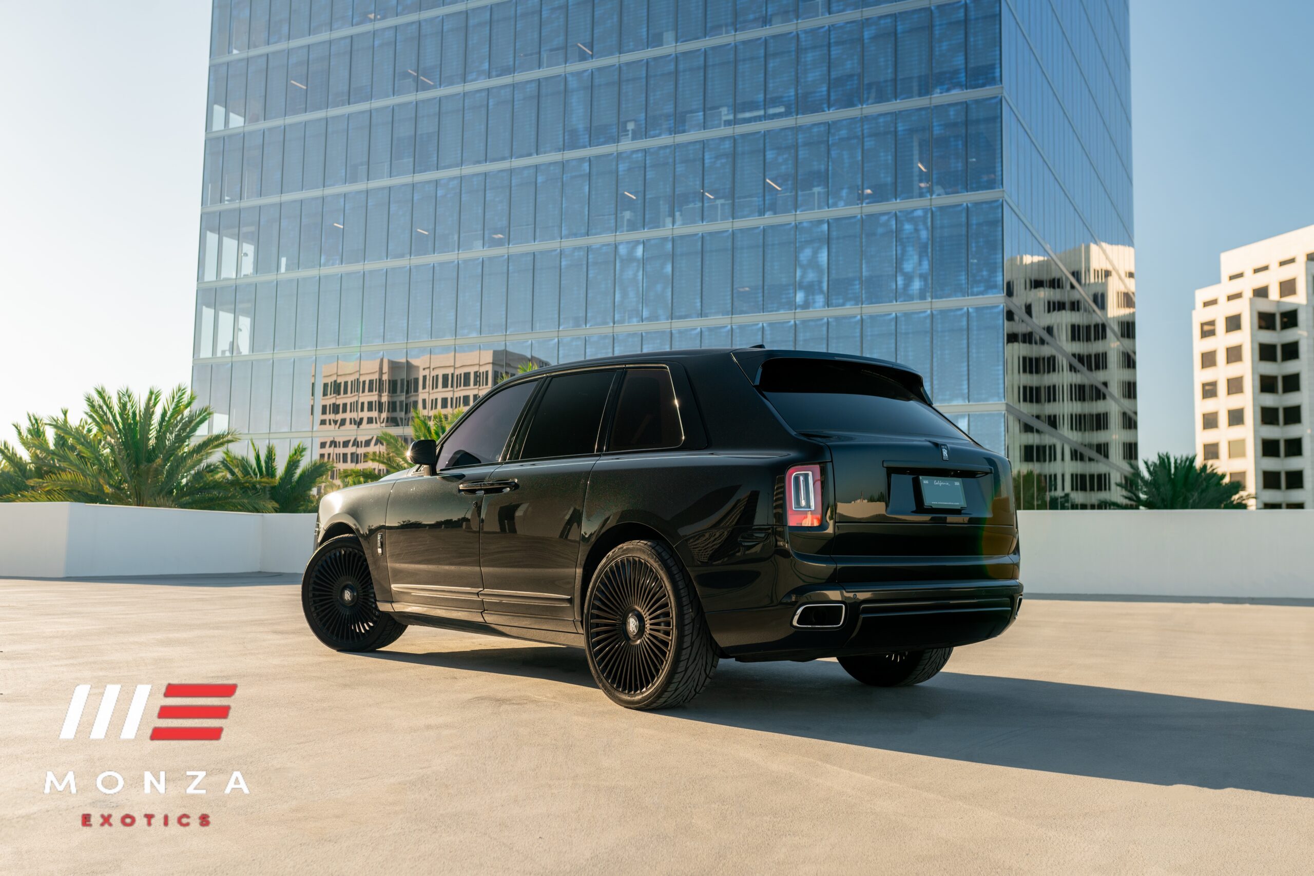 Rolls Royce Cullinan Black at dusk Orange County exotic rental