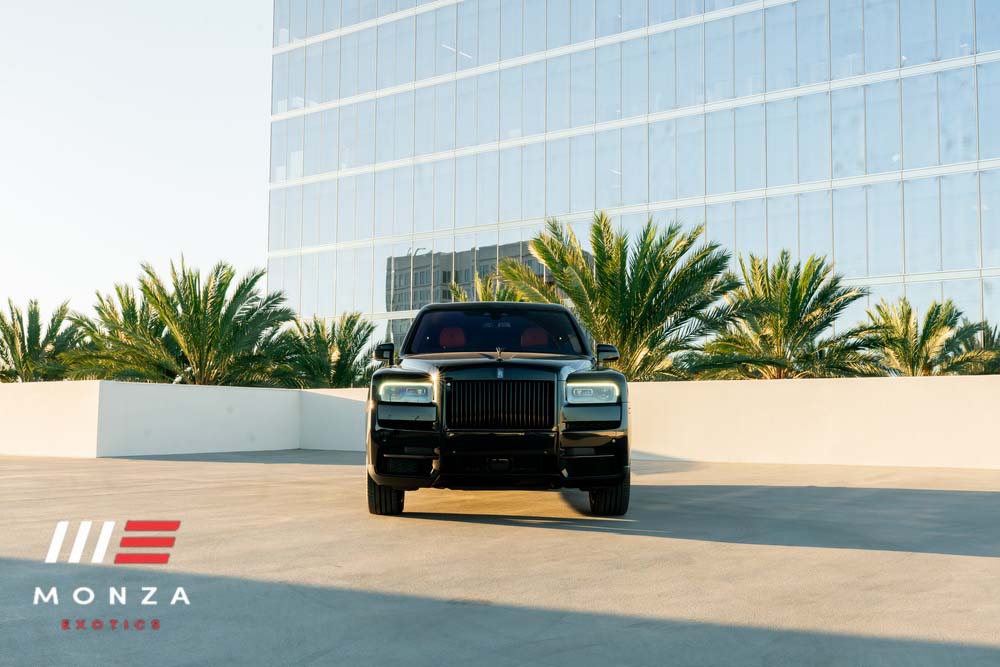 Rolls Royce Cullinan Black Badge Black rear angle luxury SUV SoCal