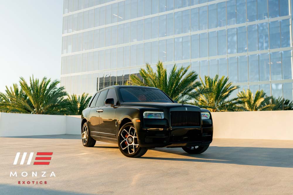2024 Rolls Royce Cullinan Black Badge headlight detail Black Beverly Hills exotic rental