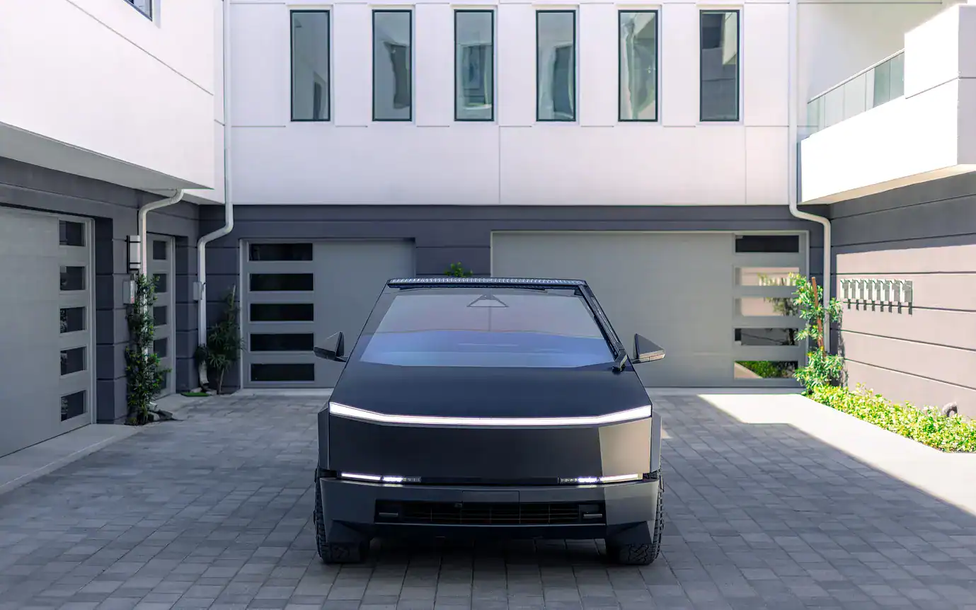 2025 Tesla Cybertruck AWD Black rear view exotic car rental