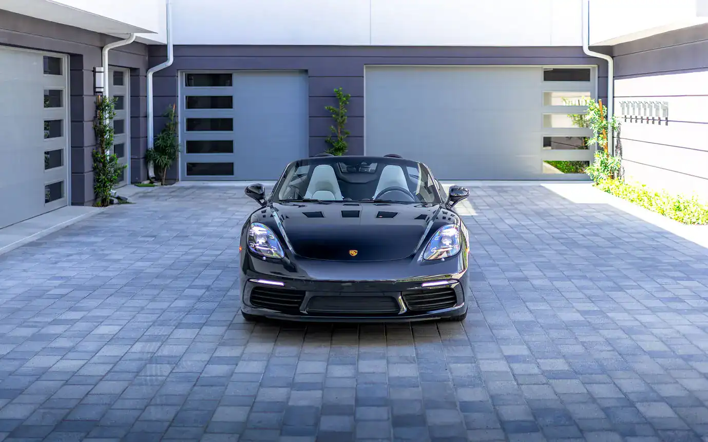 2022 Porsche 718 Boxster exterior Black Beverly Hills rental