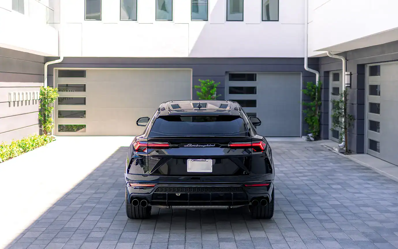 2022 Lamborghini Urus Black rear view exotic car rental