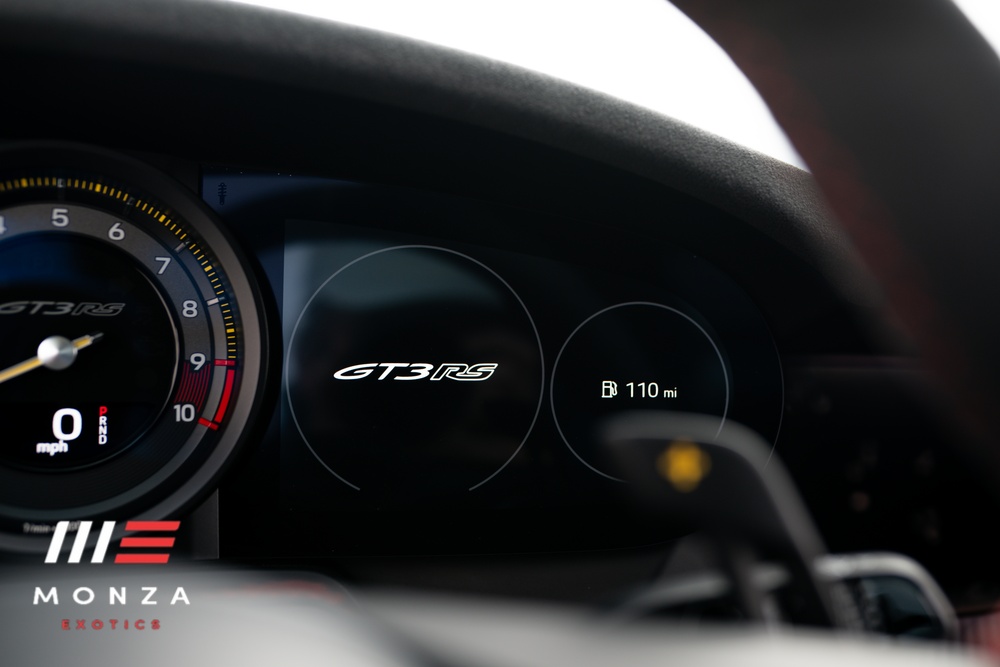 Porsche 911 GT3 RS Black trunk view luxury rental Pacific Coast Highway