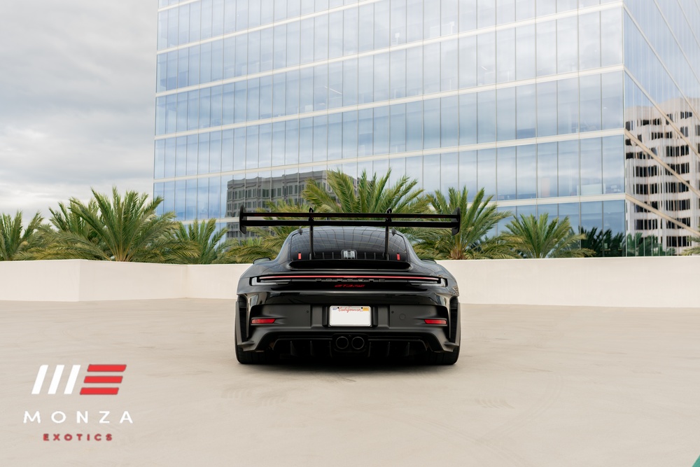 Porsche 911 GT3 RS rear view Black supercar San Diego exotic rental