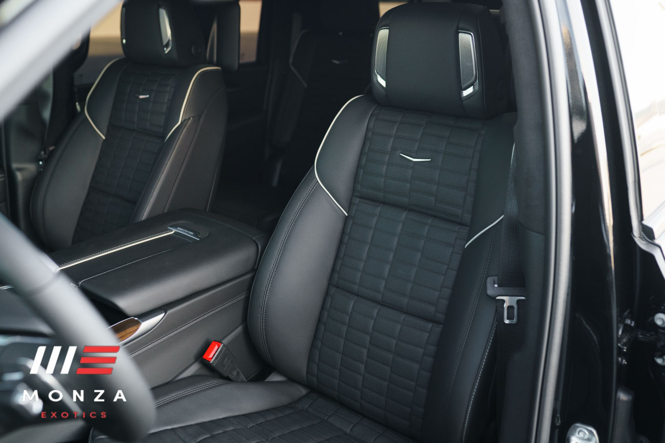 Cadillac Escalade Platinum Sport Black close-up luxury SUV rental Newport Beach