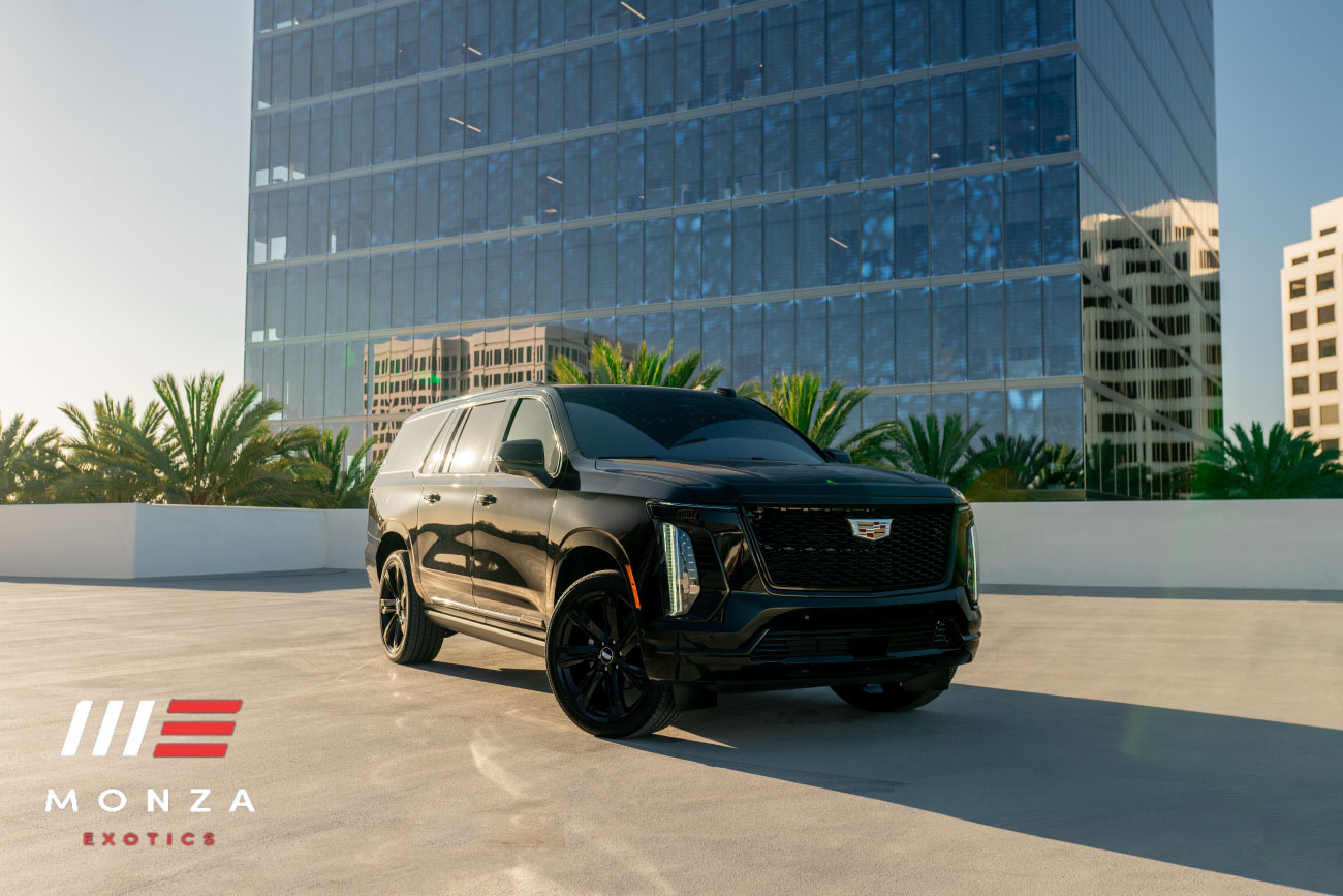 2025 Cadillac Escalade Platinum Sport Black luxury SUV Beverly Hills exotic rental