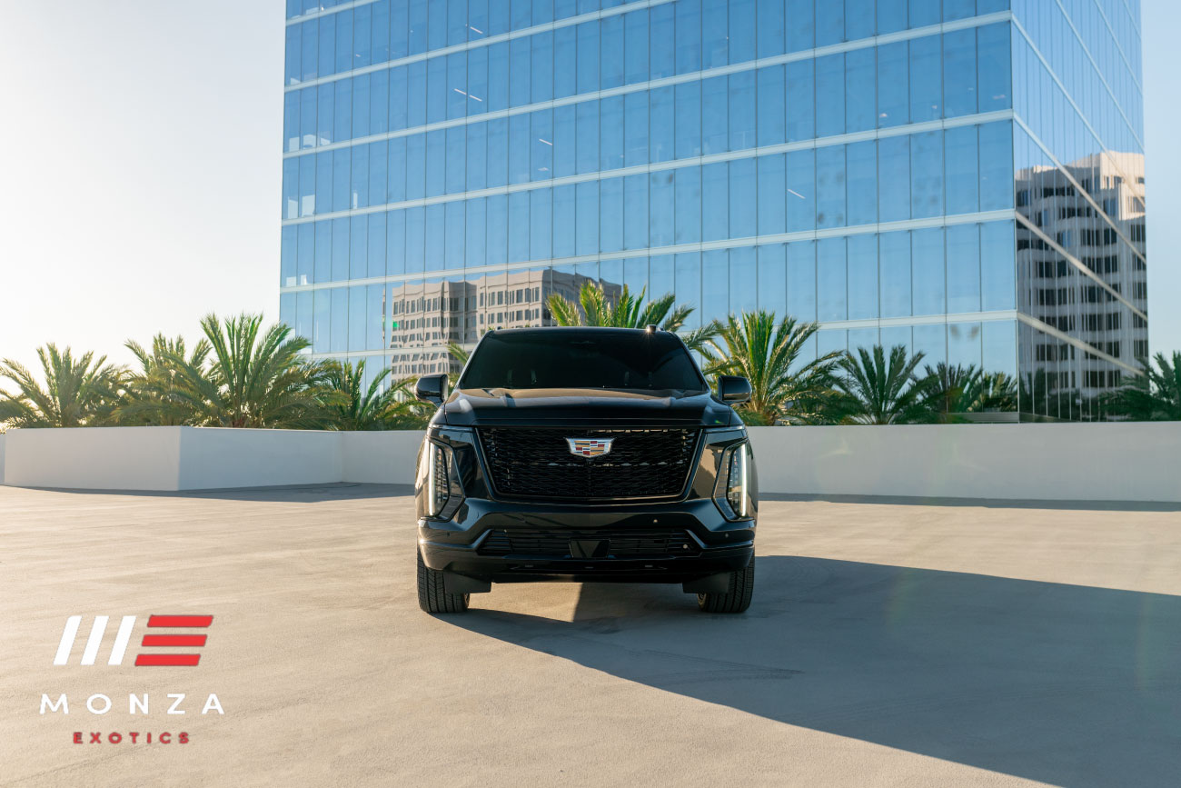 Cadillac Escalade Platinum Sport rear view Black luxury SUV San Diego exotic rental