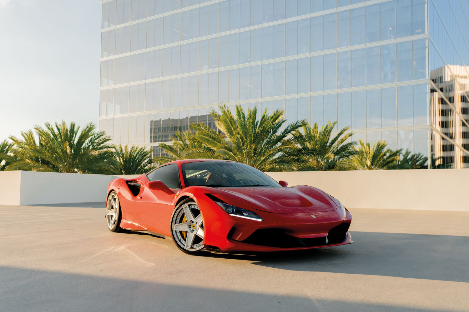 Ferrari F8 Tributo Red at dusk Orange County