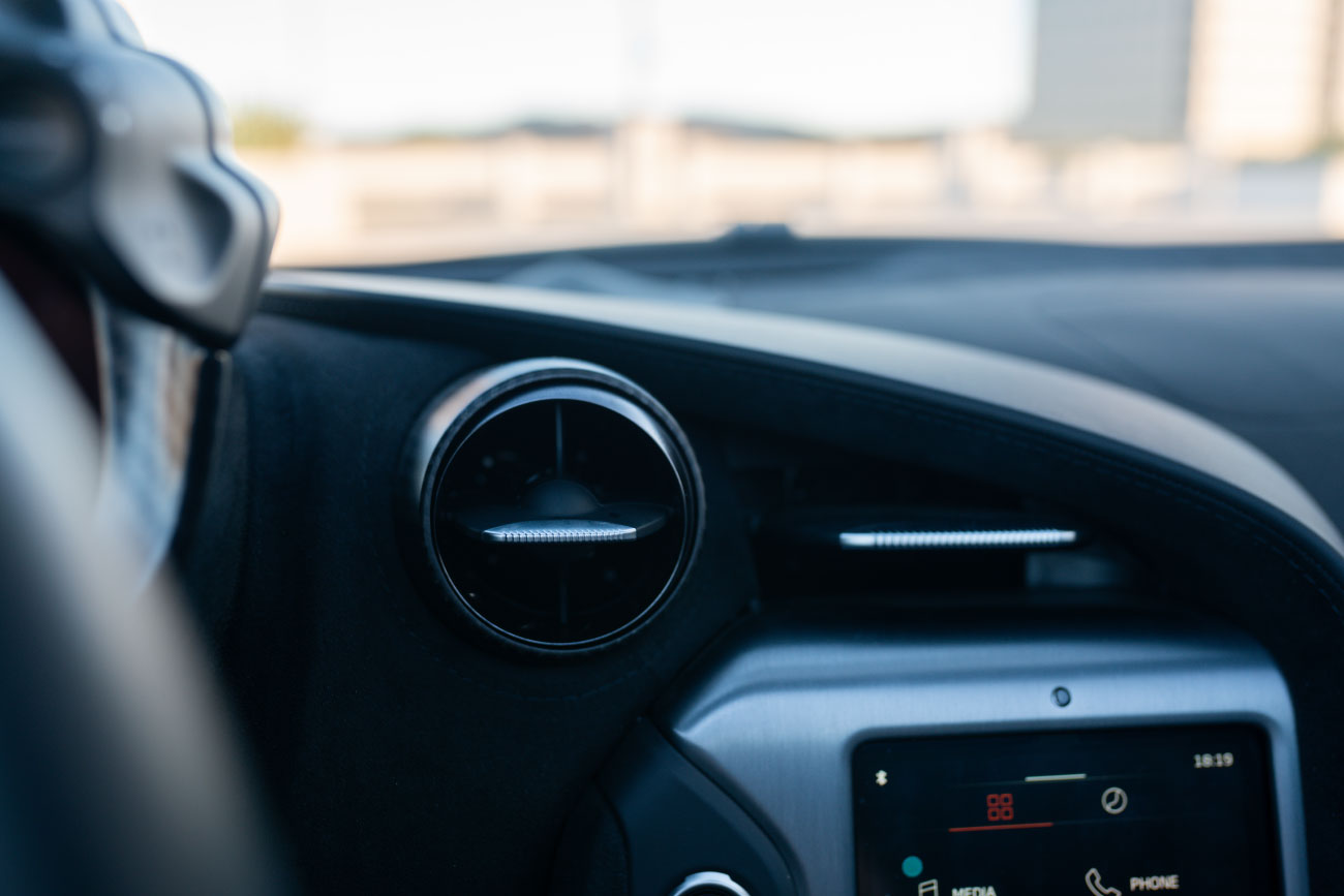 McLaren 750S Spyder Yellow at dusk Orange County