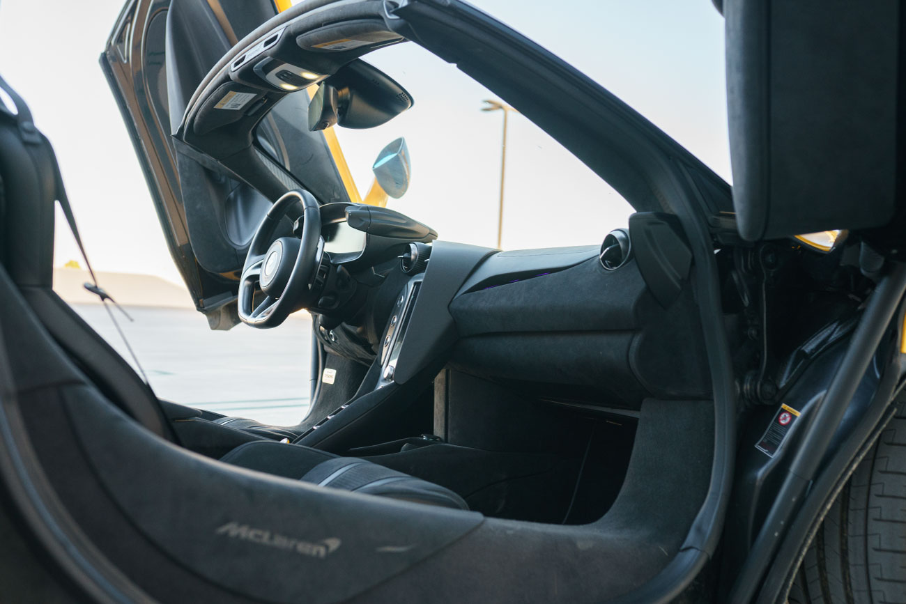2024 McLaren 750S Spyder interior Black luxury rental