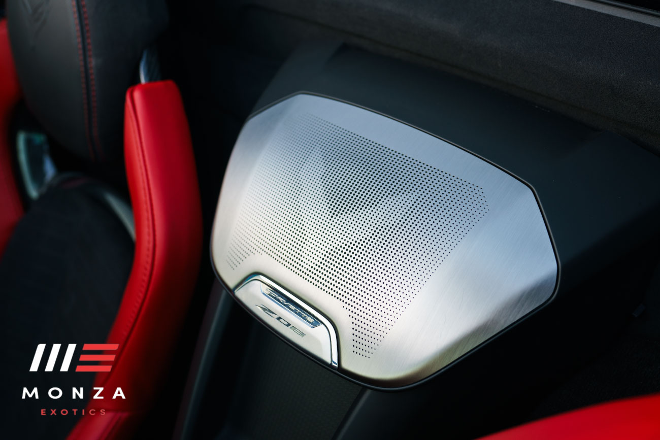 Corvette Z06 Grey trunk view luxury rental Pacific Coast Highway