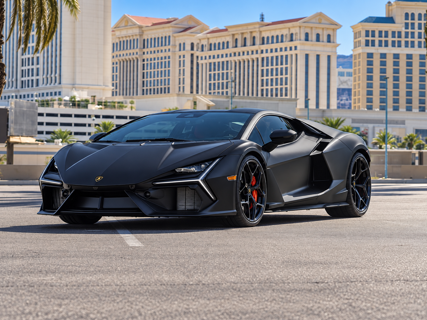 Black Lamborghini Revuelto front view