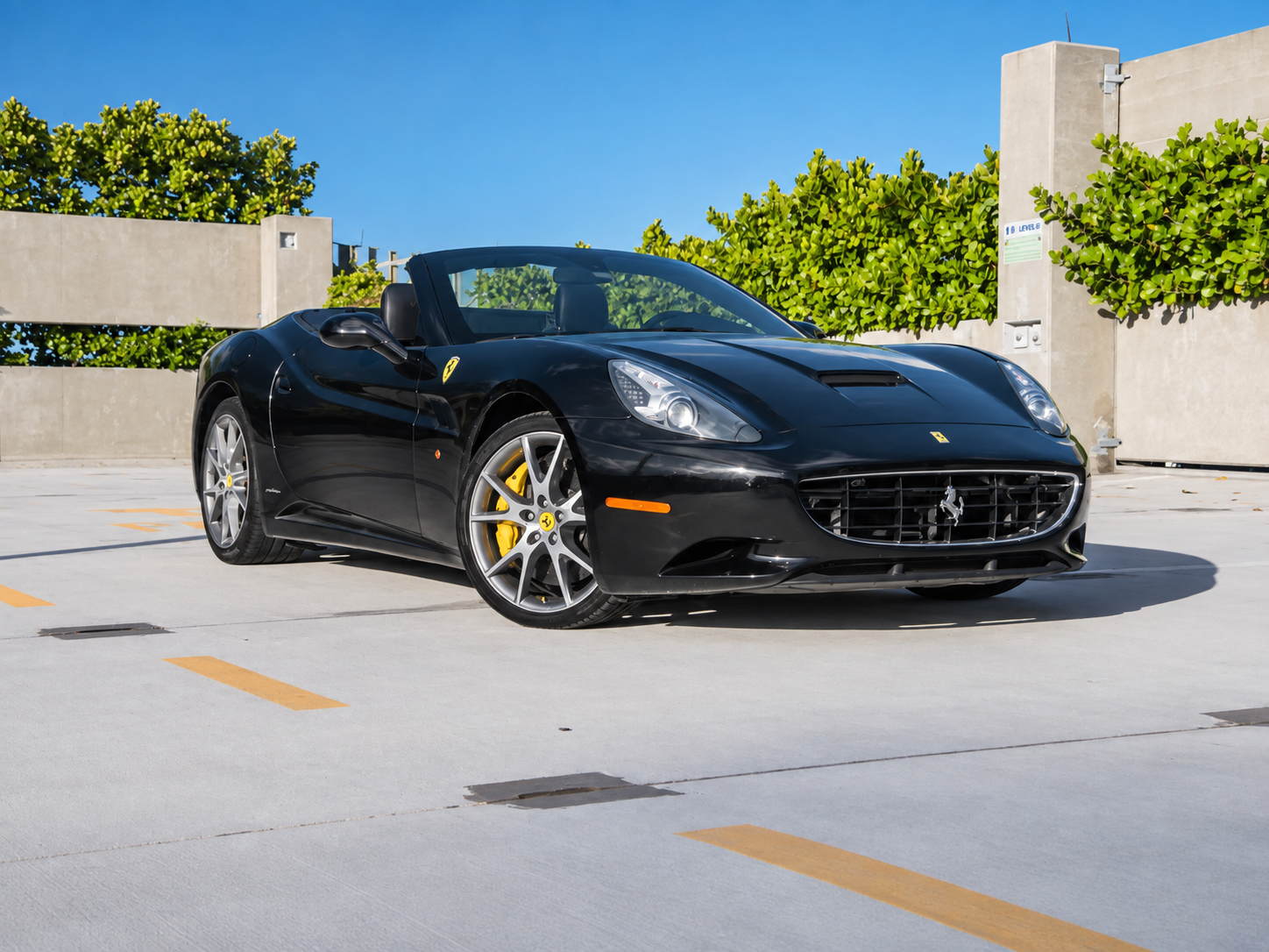 Black Ferrari California front, rental in Los Angeles