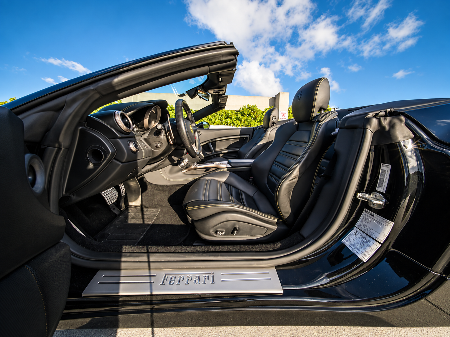 Seats in the Ferrari California T rental, a 4 seat convertible