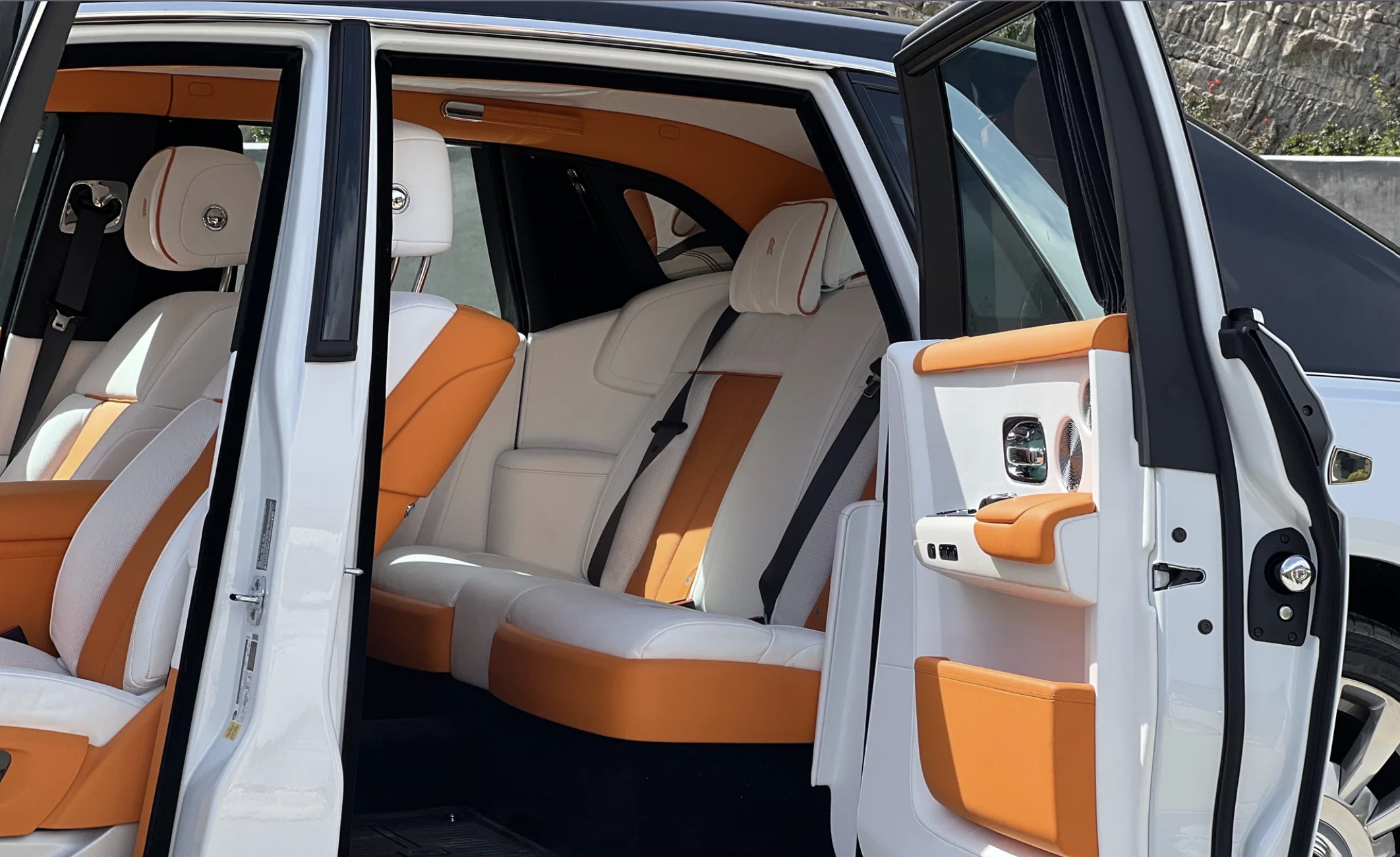 Rolls Royce Phantom rental in white, a 6.75 liter twin-turbo V12