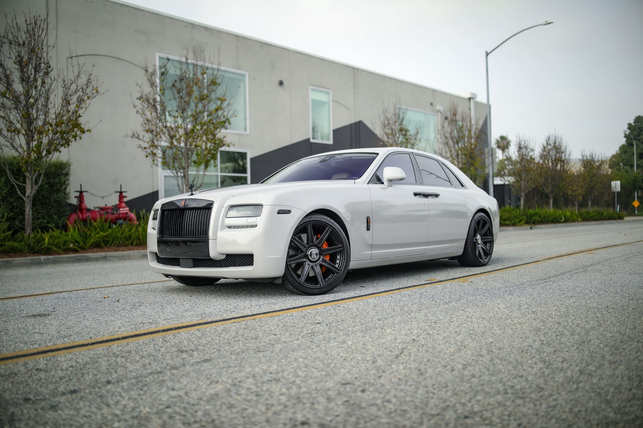 White Rolls Royce Ghost rental in Southern California, White interior