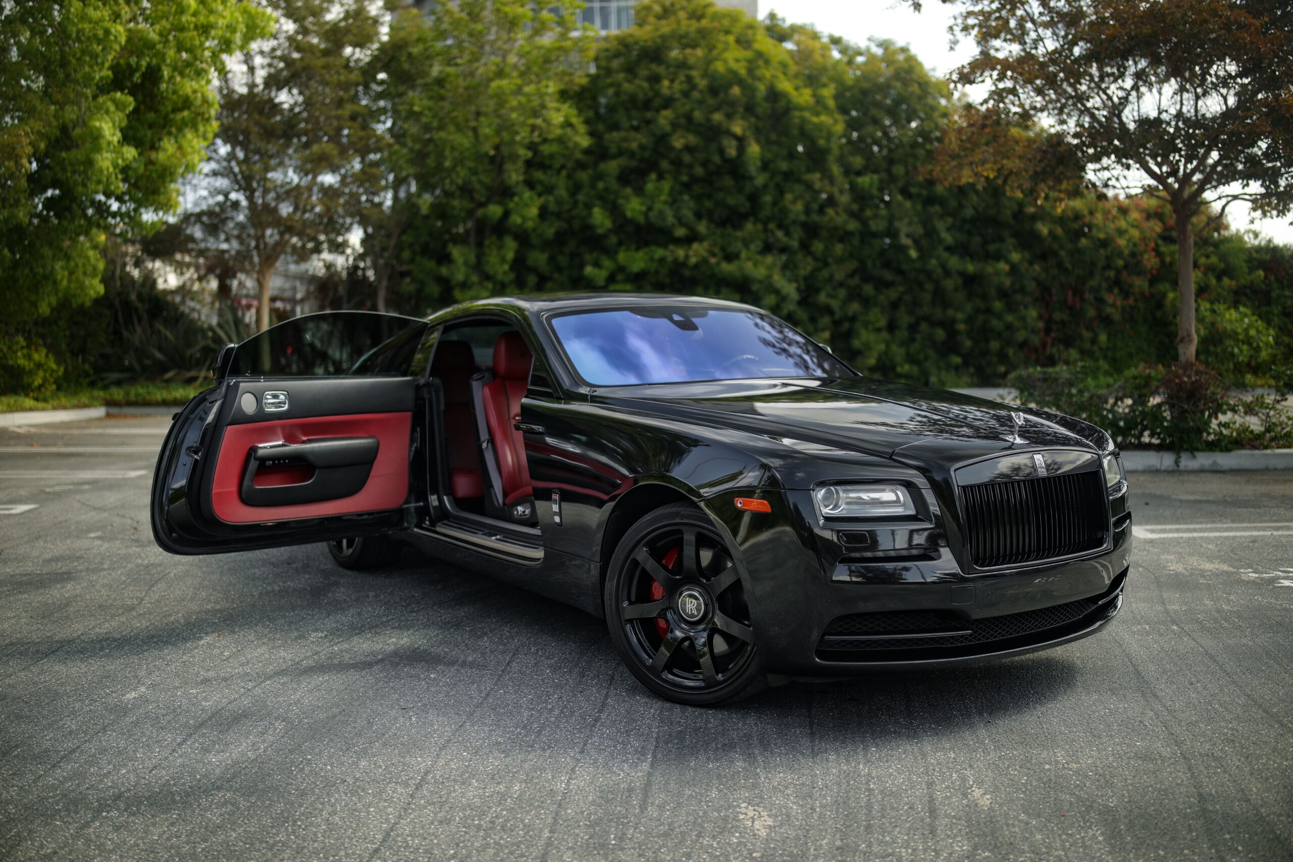 Black Rolls Royce Wraith rental in Southern California, Red interior