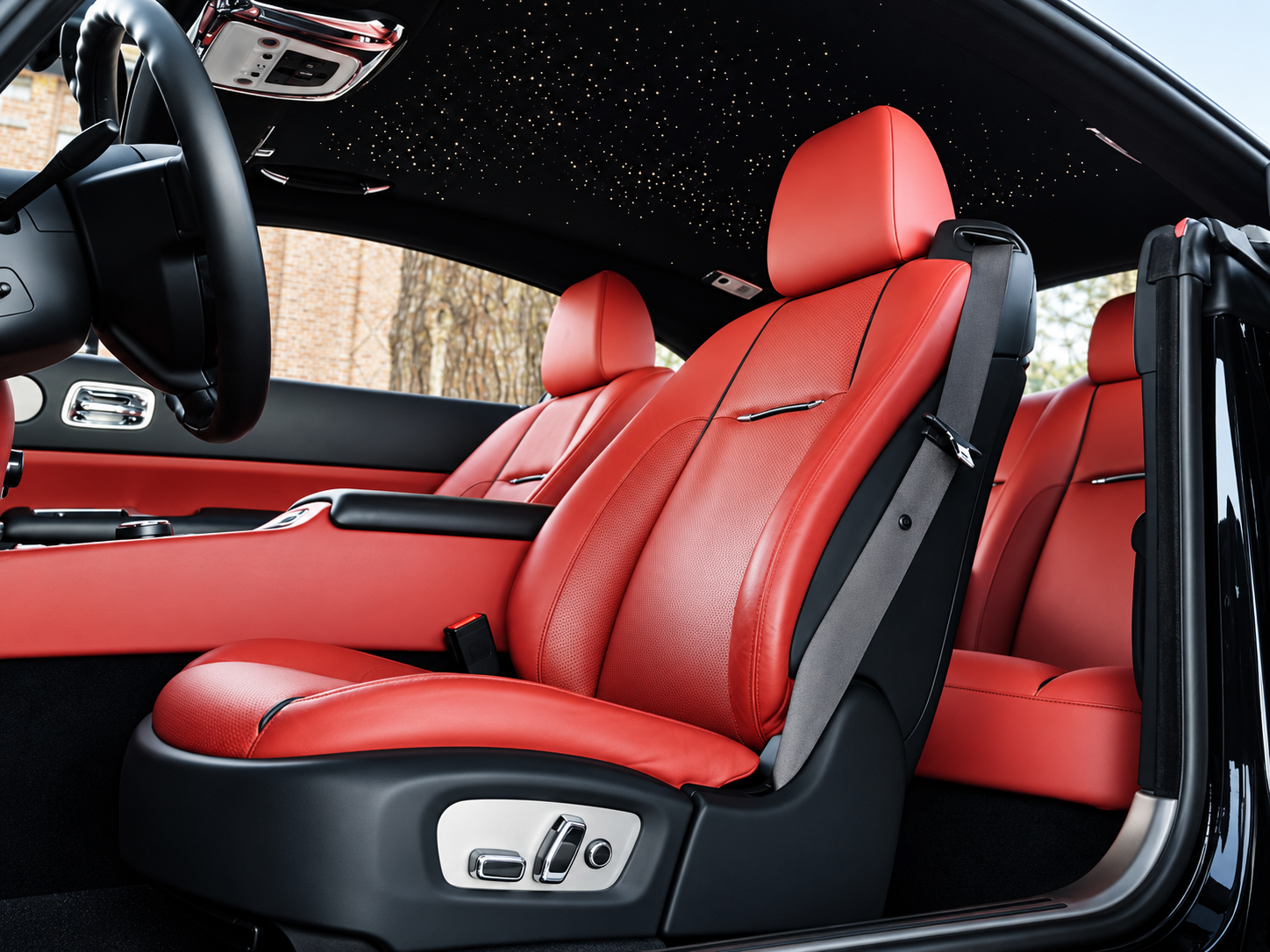 Seats in the Rolls Royce Wraith rental, a 4 seat V12 coupe