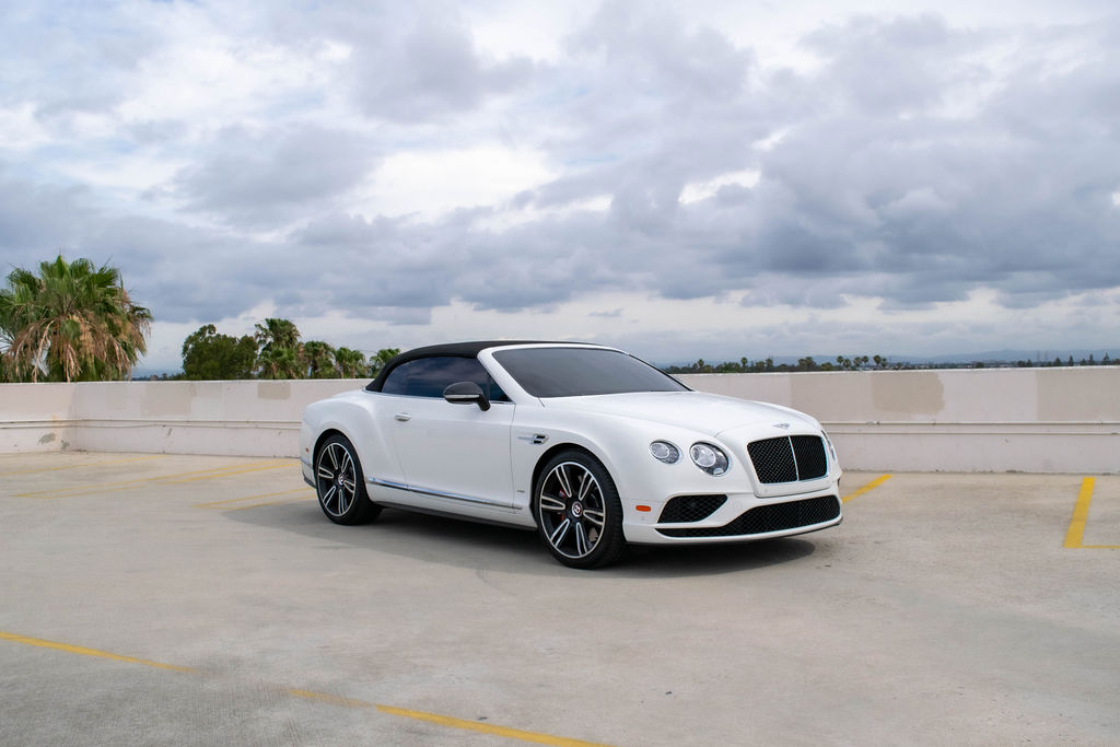 White Bentley Continental GTC, a 4 seat convertible grand tourer to rent in Southern California
