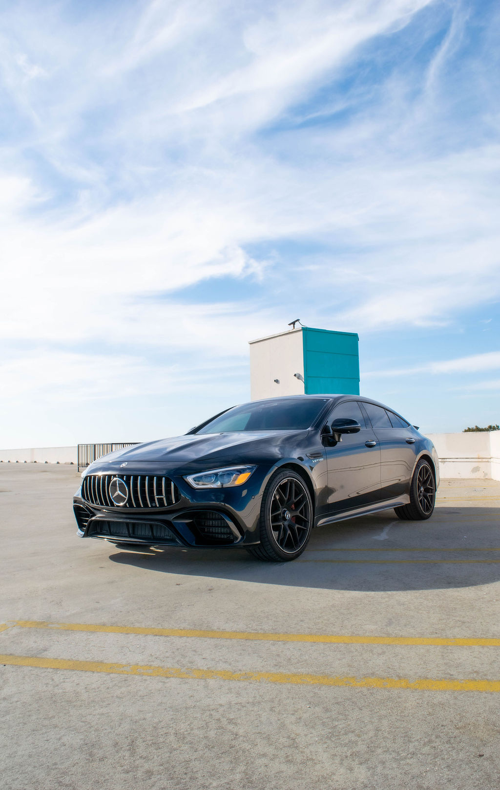 Black Mercedes-AMG GT rental, reaching 60 mph in 3.4 seconds