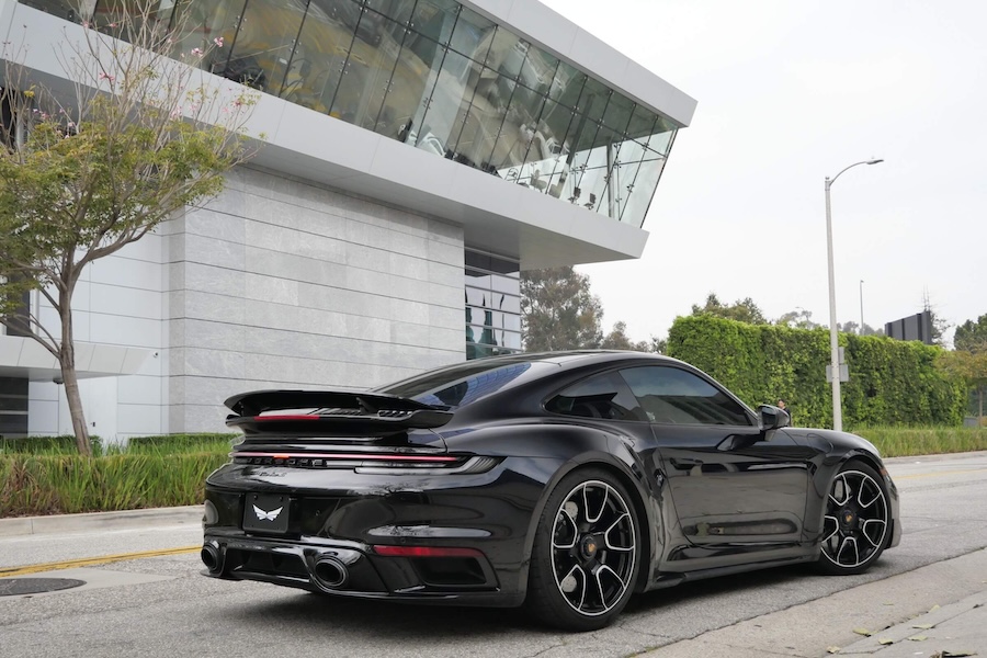 Black Porsche 911 Turbo S rental in Southern California, Black interior