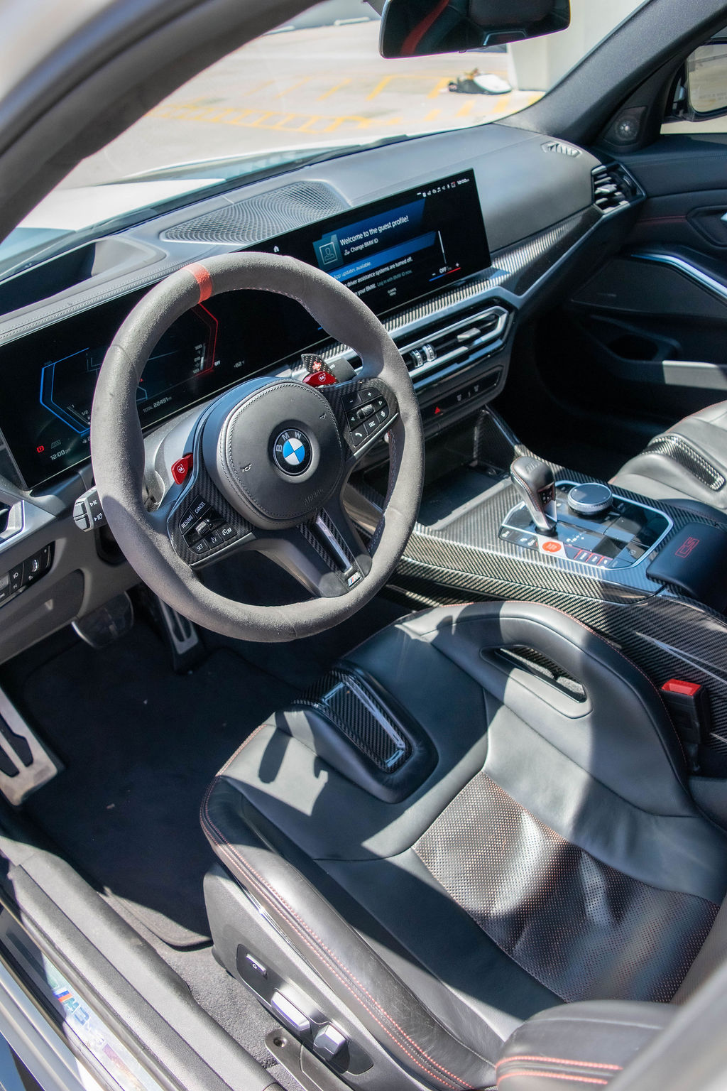 BMW M3 rental in white, a sports sedan with a 188 mph top speed