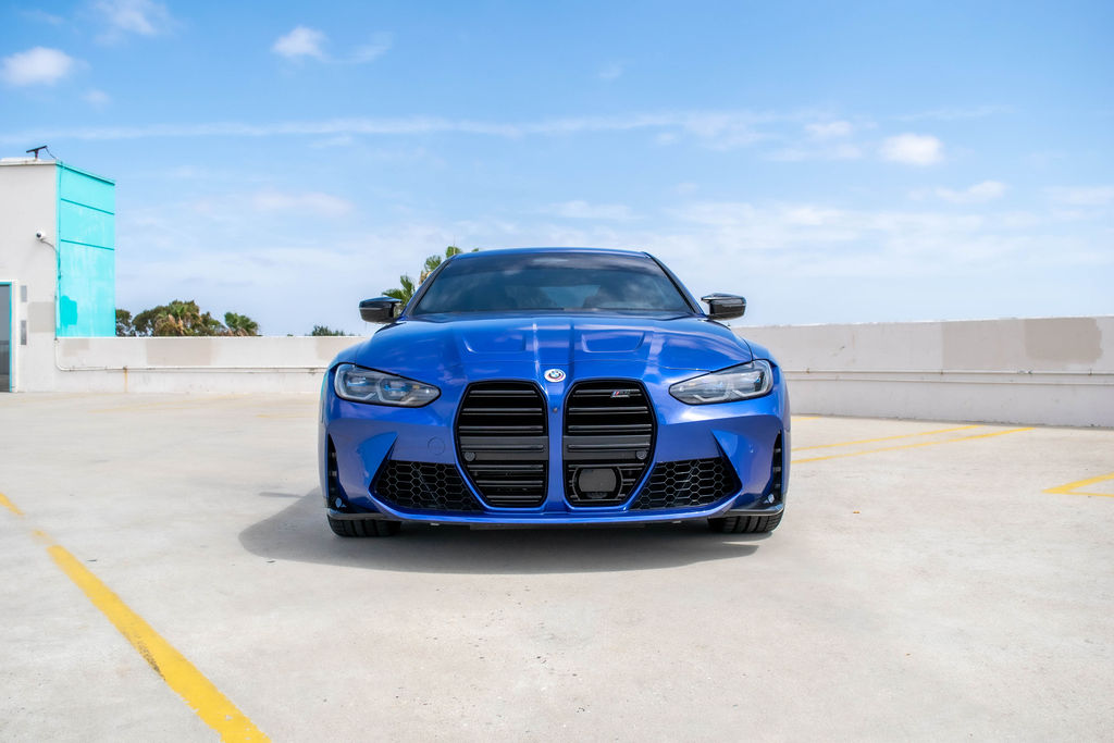 Blue BMW M4 rental, an M coupe available across Southern California