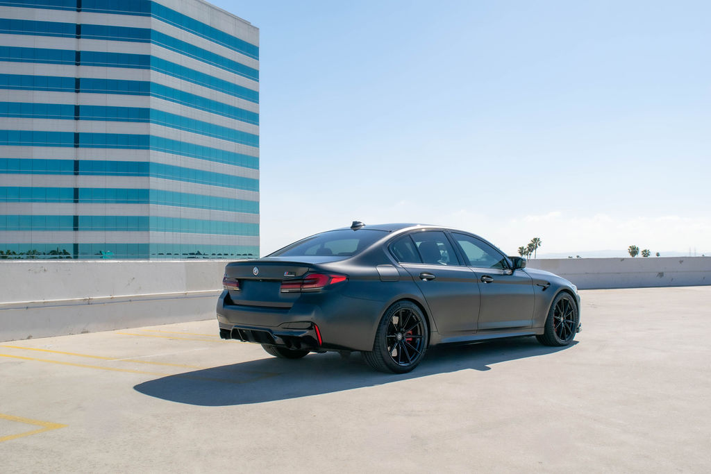 BMW M5 rental in black, a 5 seat M sedan available across Southern California