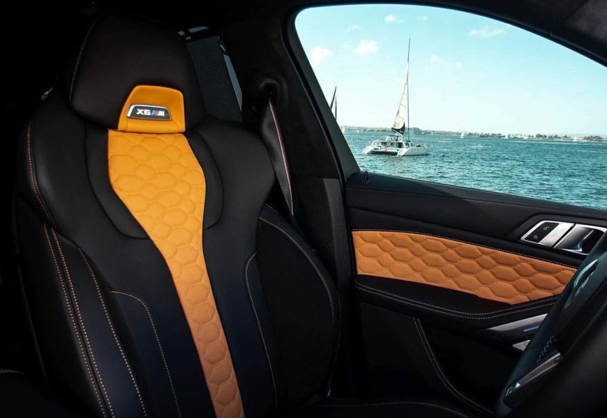 Seats in the BMW X6 M rental, a 5 seat all-wheel drive SUV