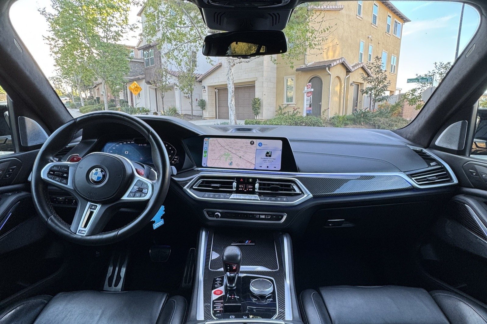 Dashboard of the BMW X5 M rental, a 617 hp twin-turbo V8 SUV