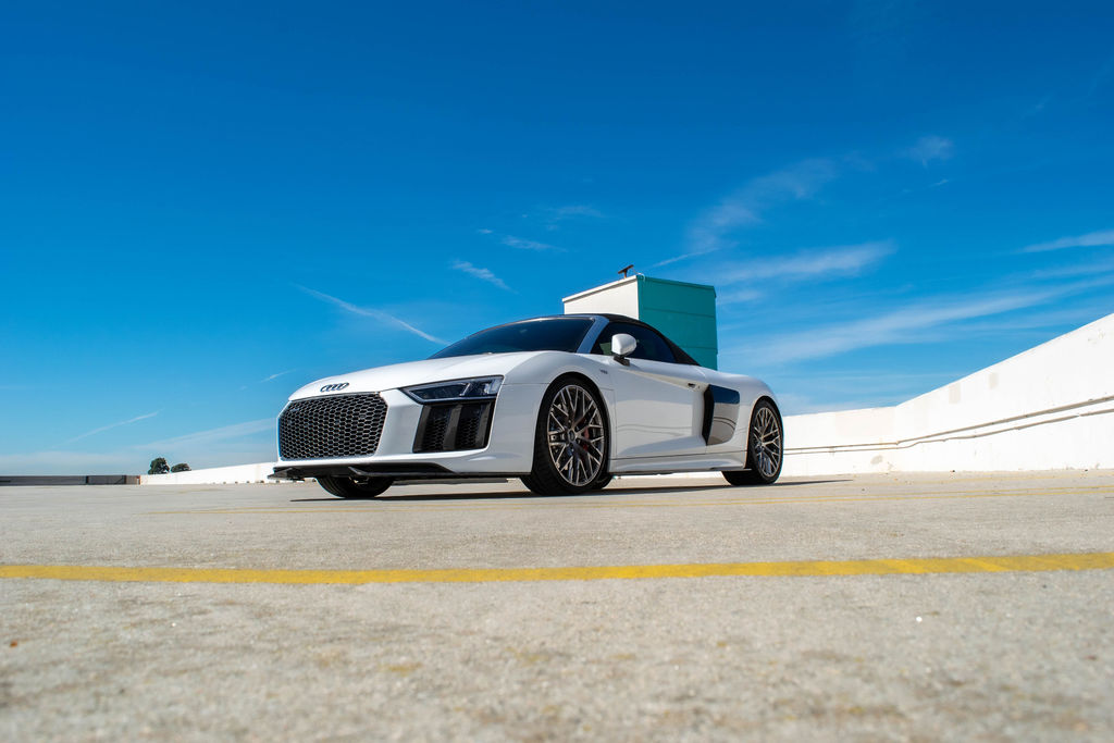 White Audi R8 rental with quattro all-wheel drive