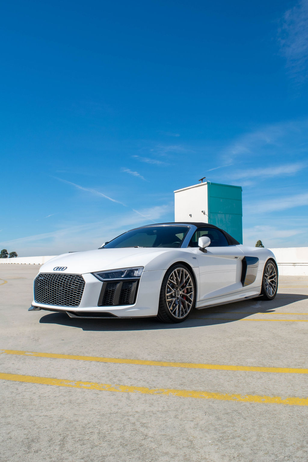 White Audi R8 rental, a V10 supercar available across Southern California